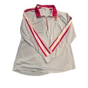 Fairway & Greene Women's Quarter Zip Gray Pink Kiawah Ocean Course Size XL
